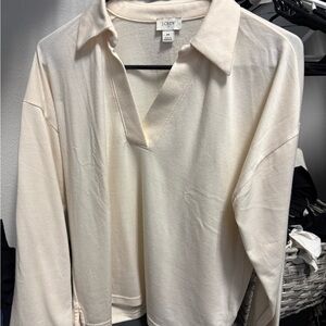 J. Crew Ivory Textured Blouse